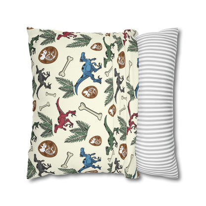 Dinosaur Fossil Pattern Pillowcase — Kids Paleontology Throw Pillow Cover