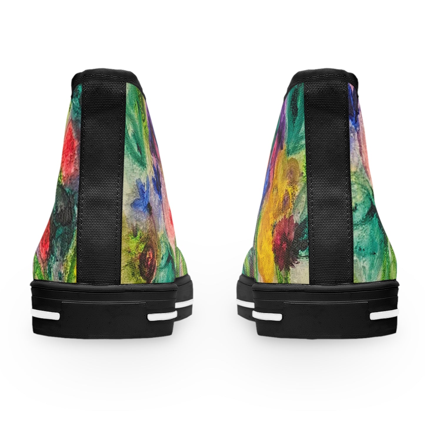 Floral Watercolor High Top Sneakers — Colorful Women's Canvas Shoes