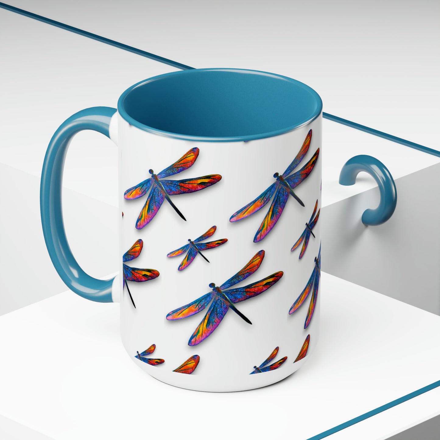 Dragonfly Two-Tone Coffee Mugs, 15oz