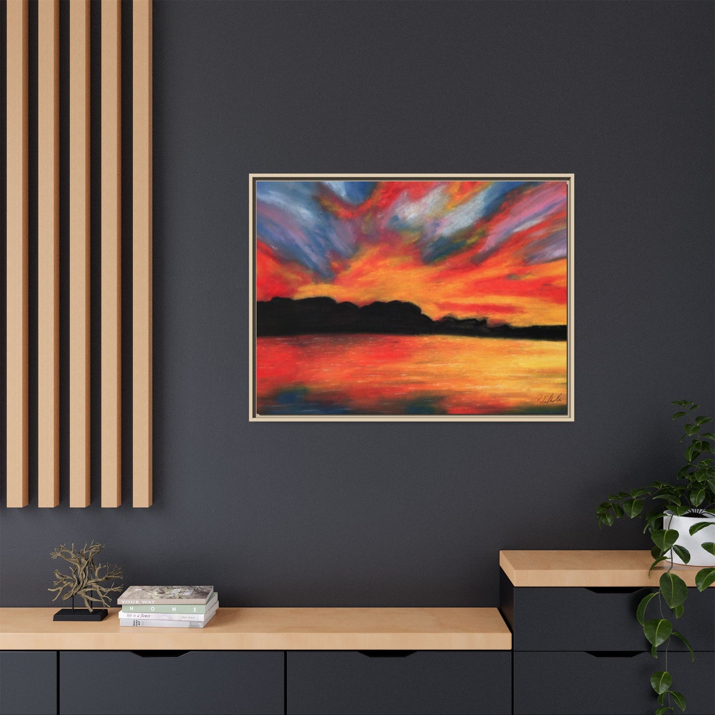 Sunset Over The Lake Framed Wall Art