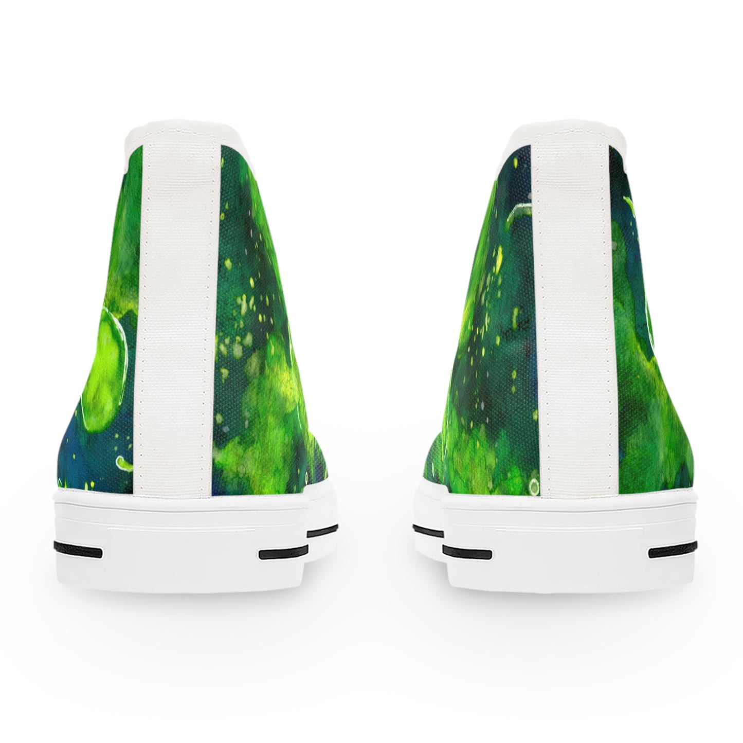 High Top Sneakers — Green Watercolor Cosmic Swirl Print