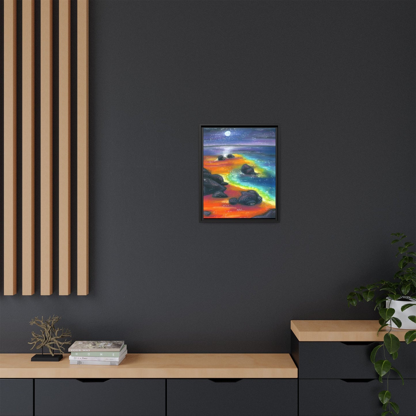 Beach at Night Frame Wall Art