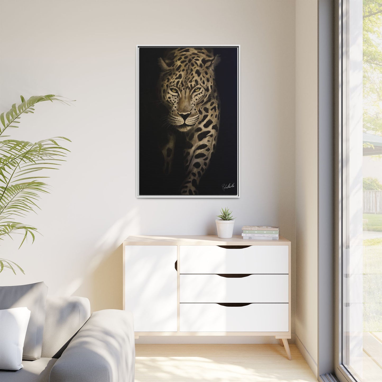 Leopard at Night Framed Wall Art