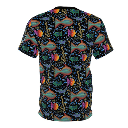 T-Shirt — Neon Retro Fish All-Over Print Tee
