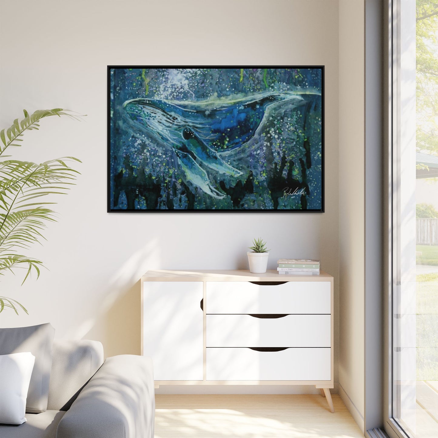 Watercolor Whale Framed Wall Art