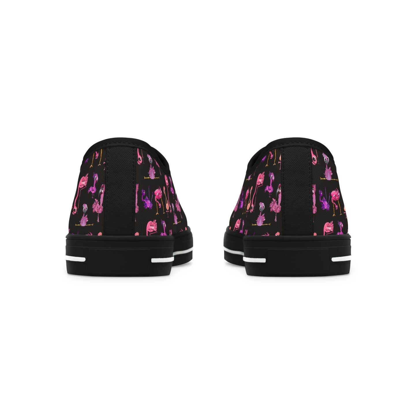 Women's Low Top Sneakers — Pink Flamingo Pattern Casual Canvas Shoes