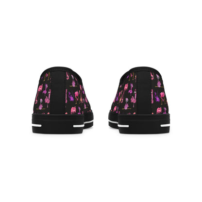Women's Low Top Sneakers — Pink Flamingo Pattern Casual Canvas Shoes