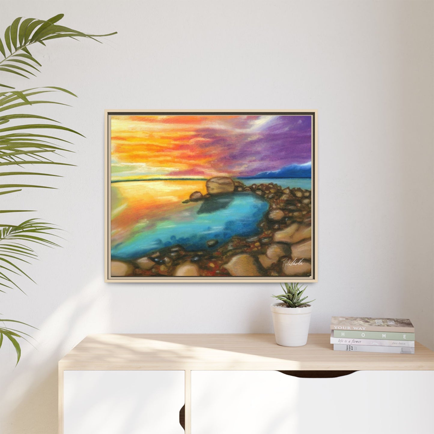 Sunset Ocean Beach Framed Wall Art