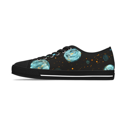 Planetary Watercolor Low Top Sneakers — Women's Celestial Canvas Shoes