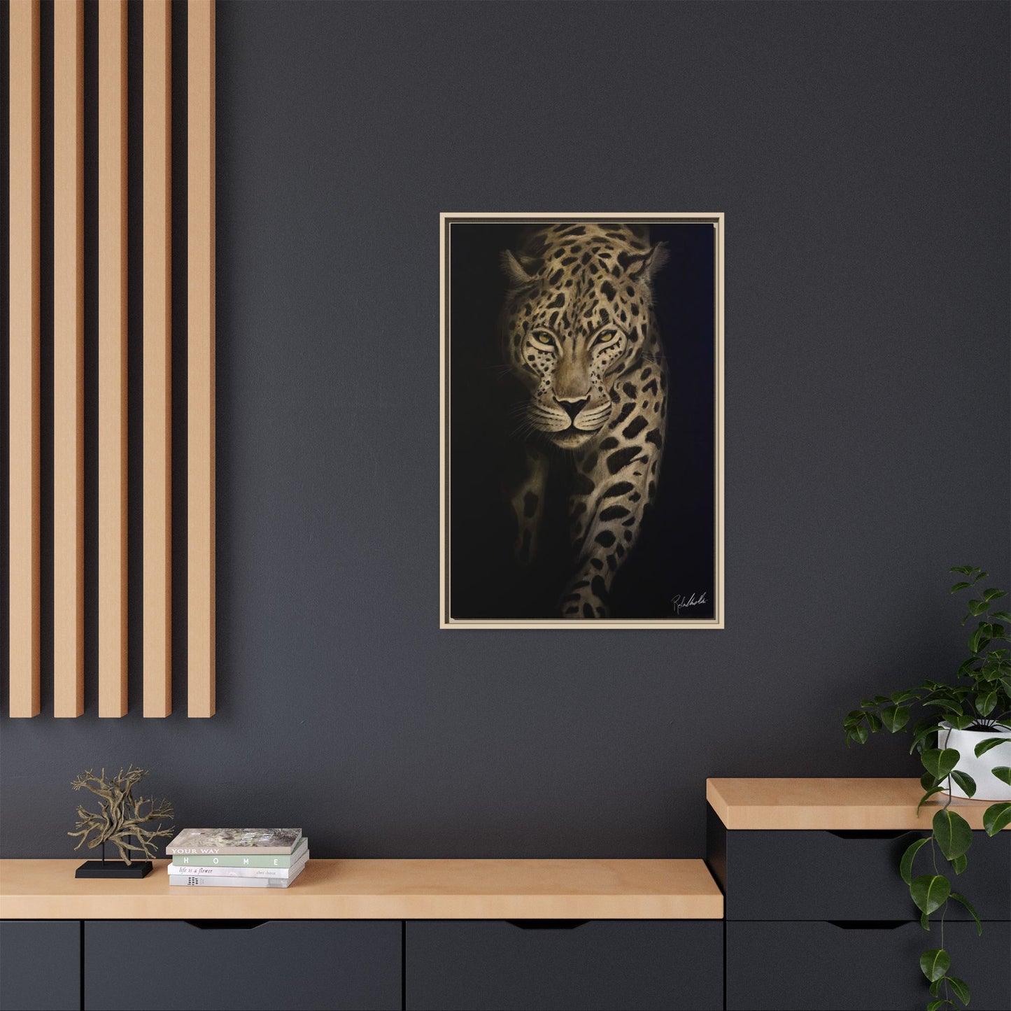 Leopard at Night Framed Wall Art