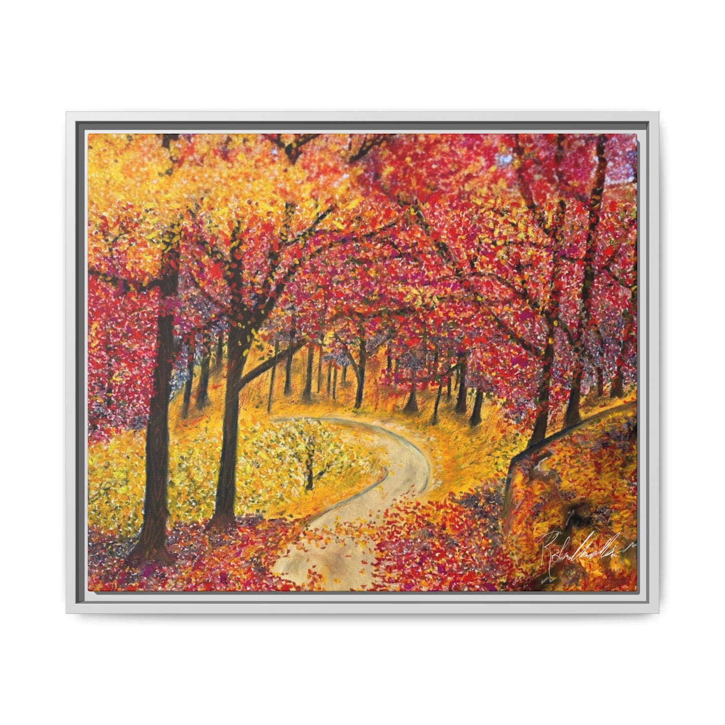 Vibrant Fall Forest Framed Wall Art