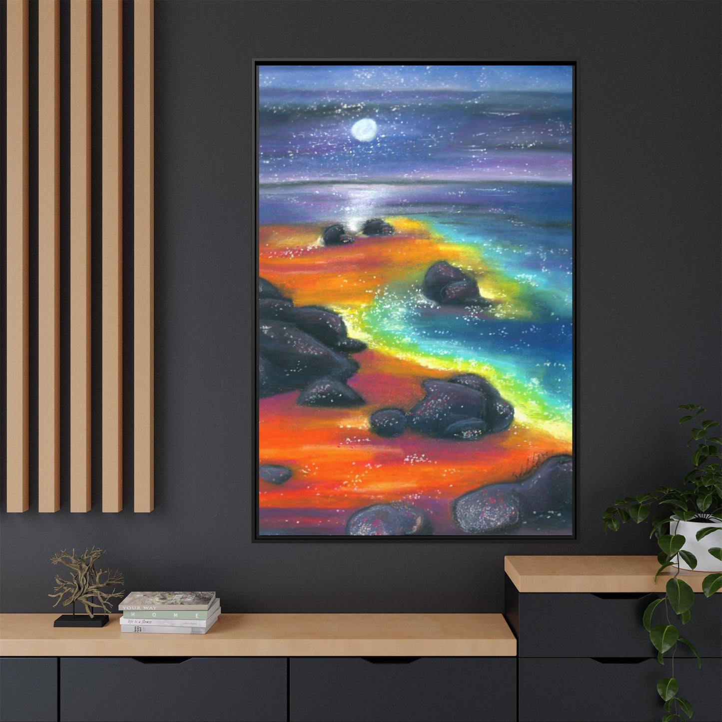 Beach at Night Frame Wall Art