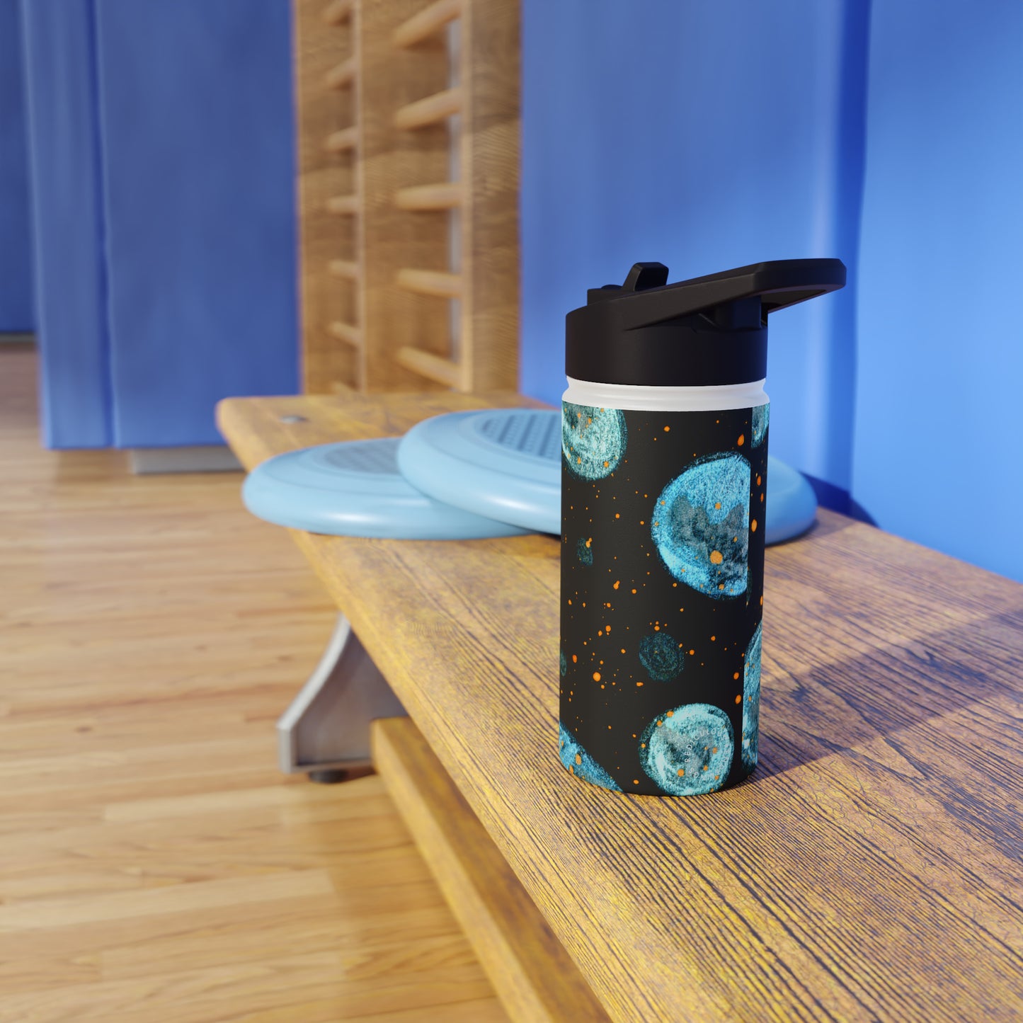 Little Blue Planets Galaxy Stainless Steel Water Bottle, Standard Lid