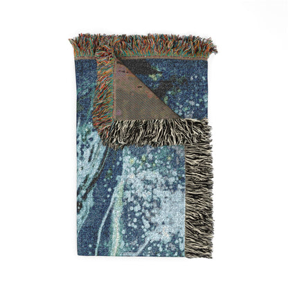 Whale Mosaic Woven Blanket — Starry Ocean Throw for Beach Lovers & Nautical Home Decor