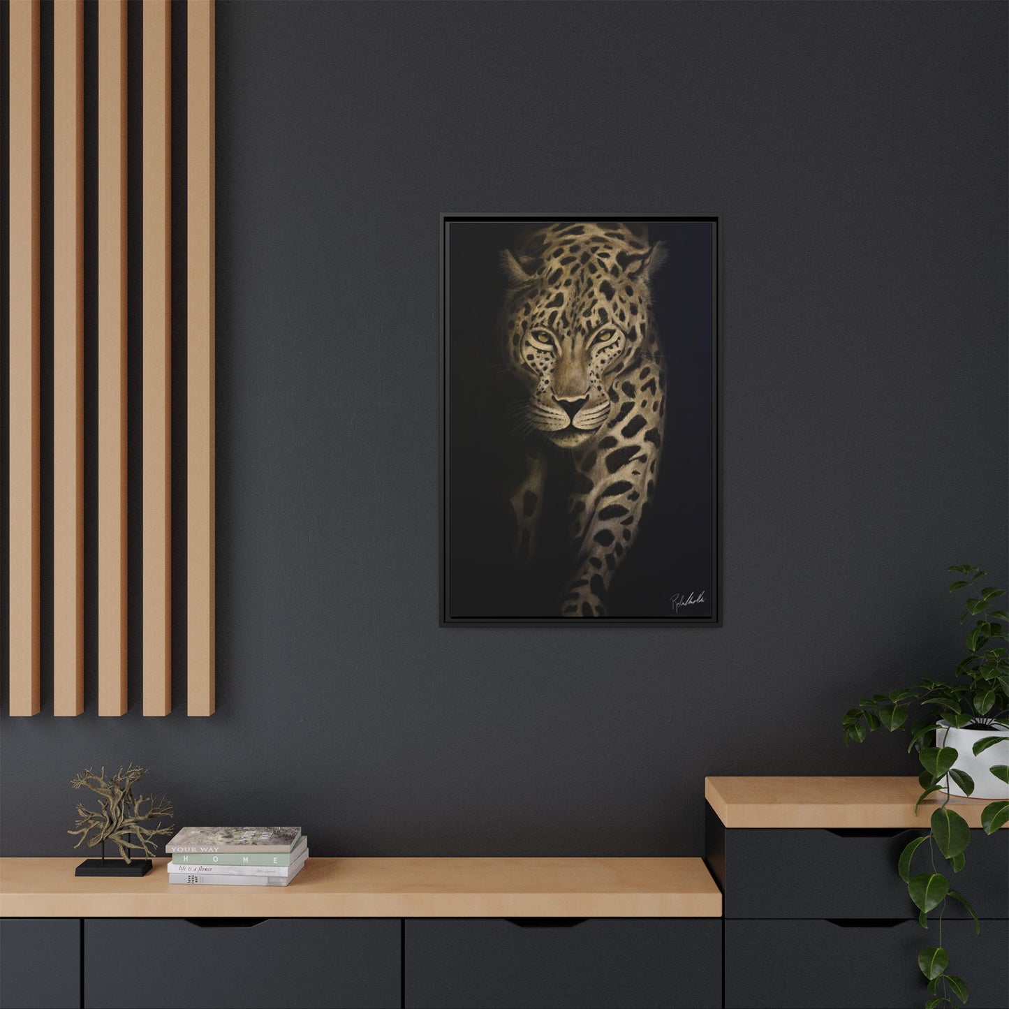 Leopard at Night Framed Wall Art