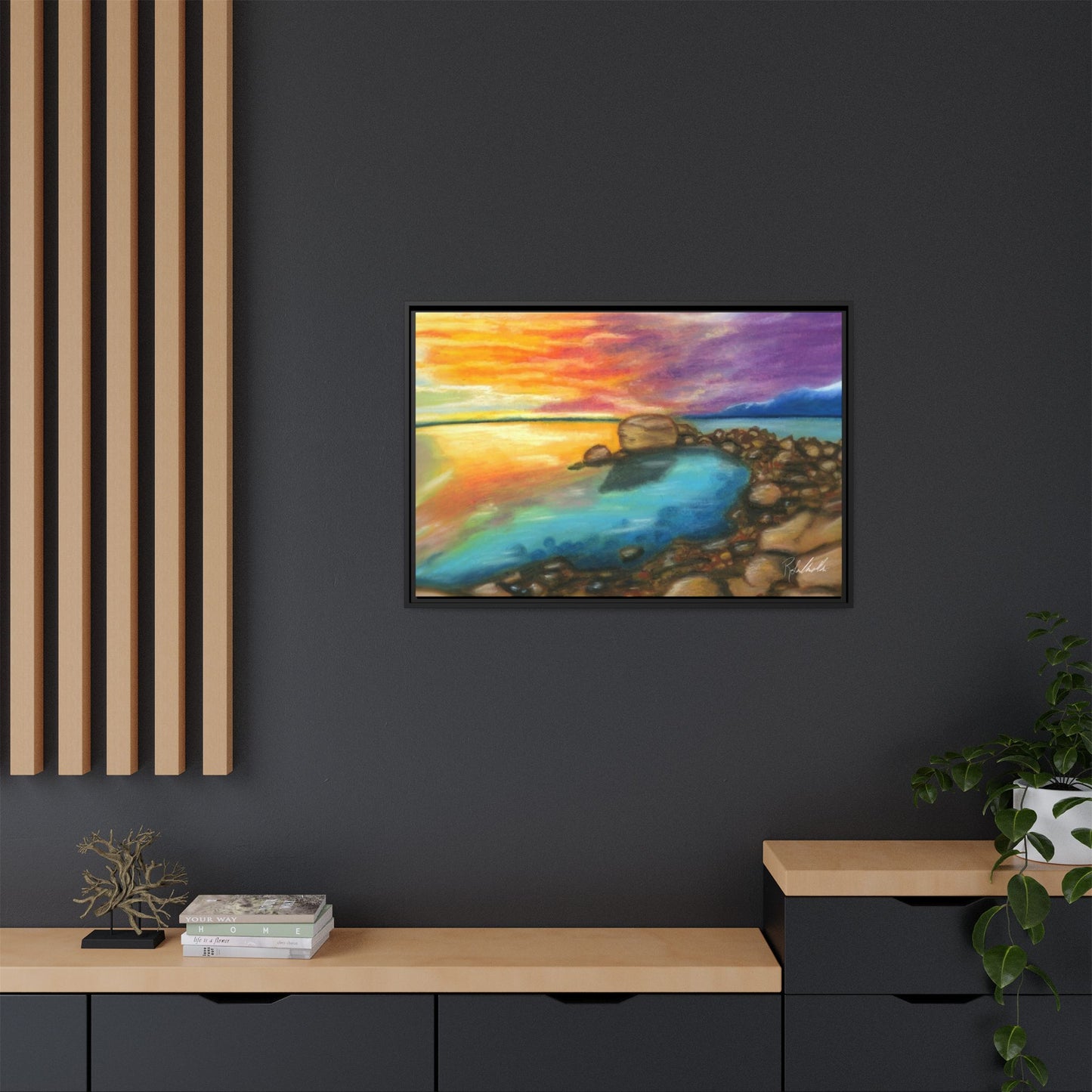 Sunset Ocean Beach Framed Wall Art