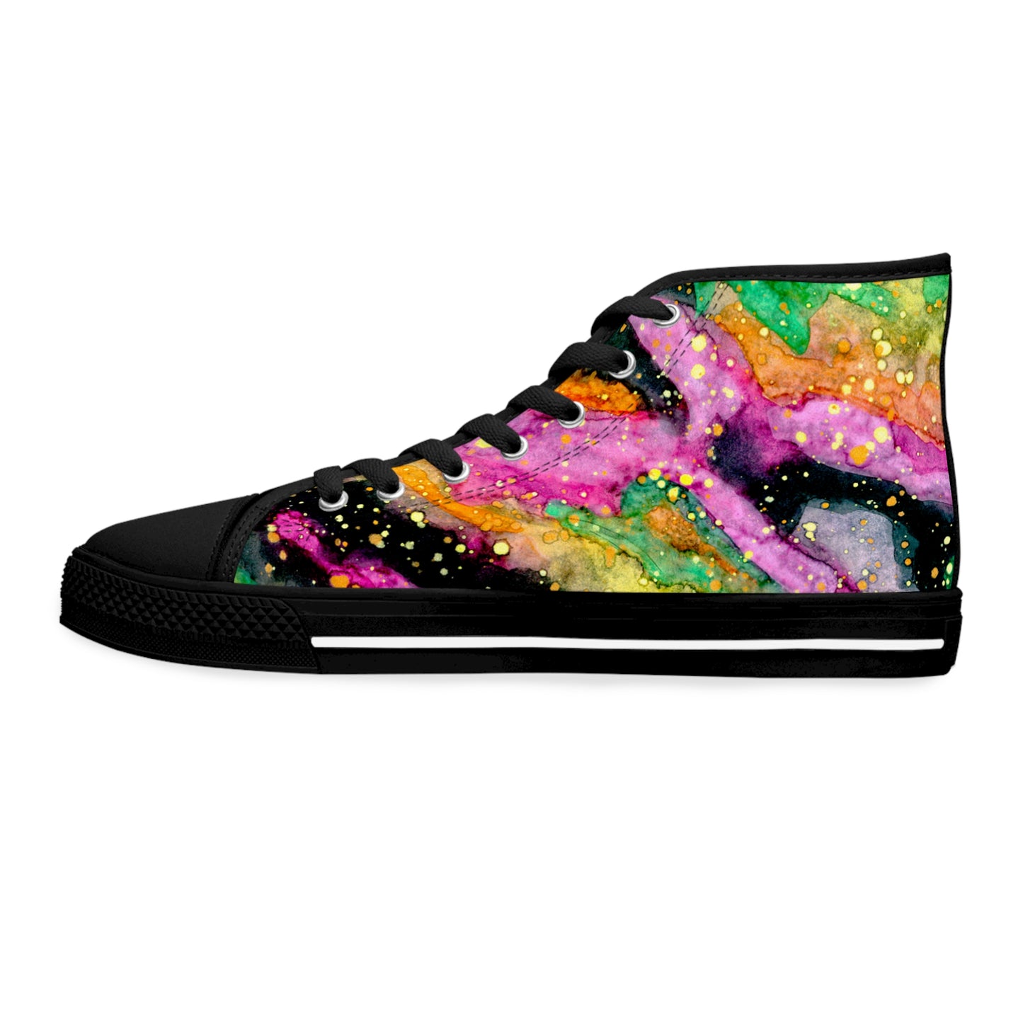 Neon Galaxy Unisex Classic High Top Sneakers Closed Toe Casual Walking Fashion Shoes