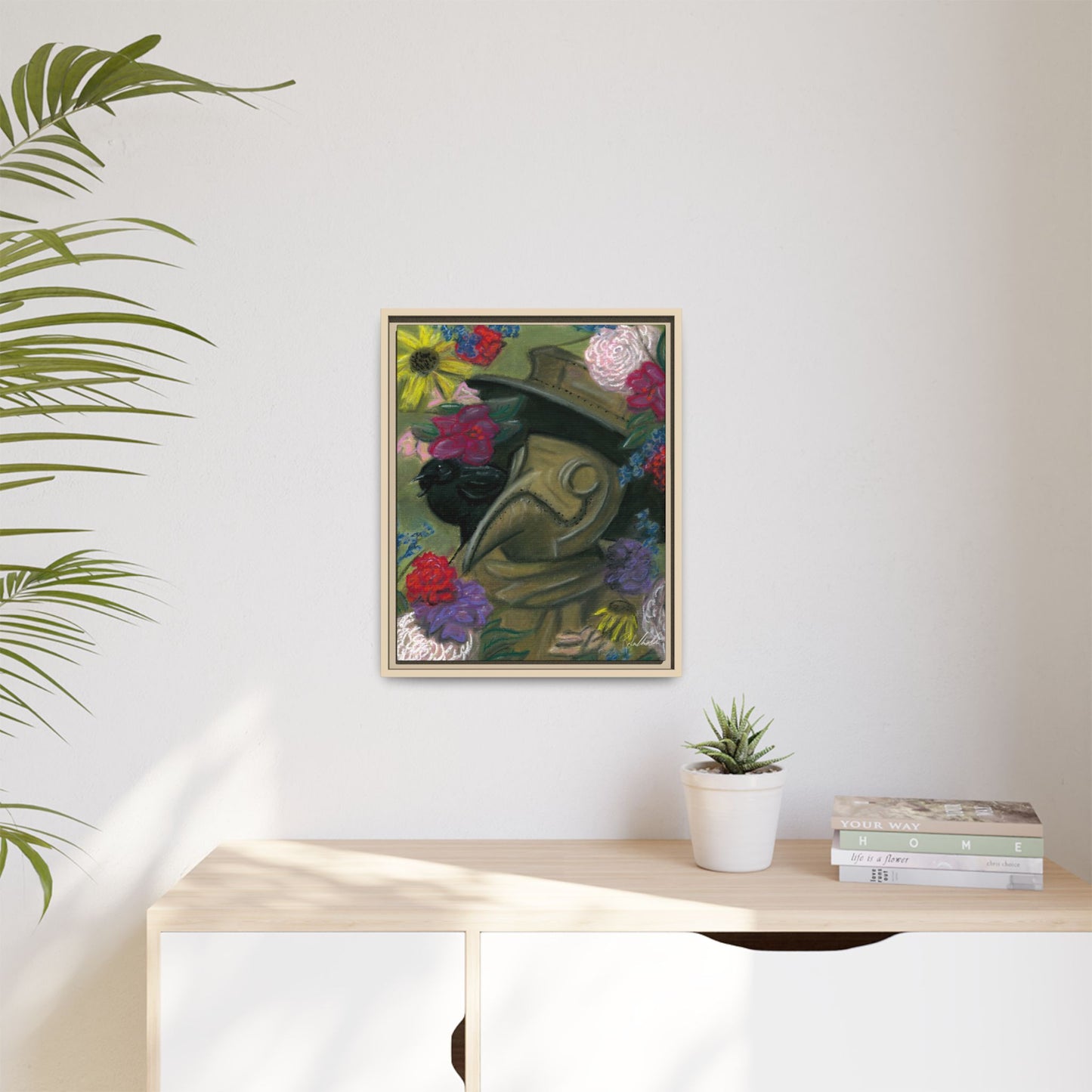 Plague Doctor and Raven Framed Wall Art