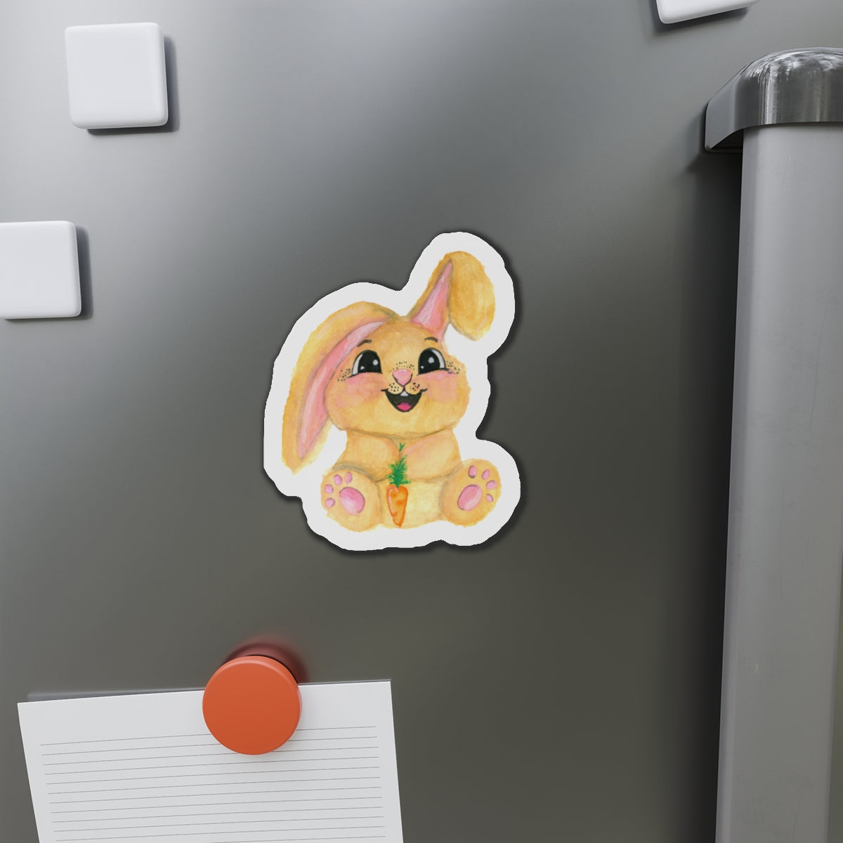 Bunny Die-Cut Magnets  Custom Shape, 5 Sizes, Vinyl Material for Outdoor Use, Flexible and Durable, Black Backing - Home Decor Refrigerator Magnets