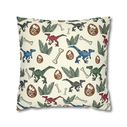 Dinosaur Fossil Pattern Pillowcase — Kids Paleontology Throw Pillow Cover