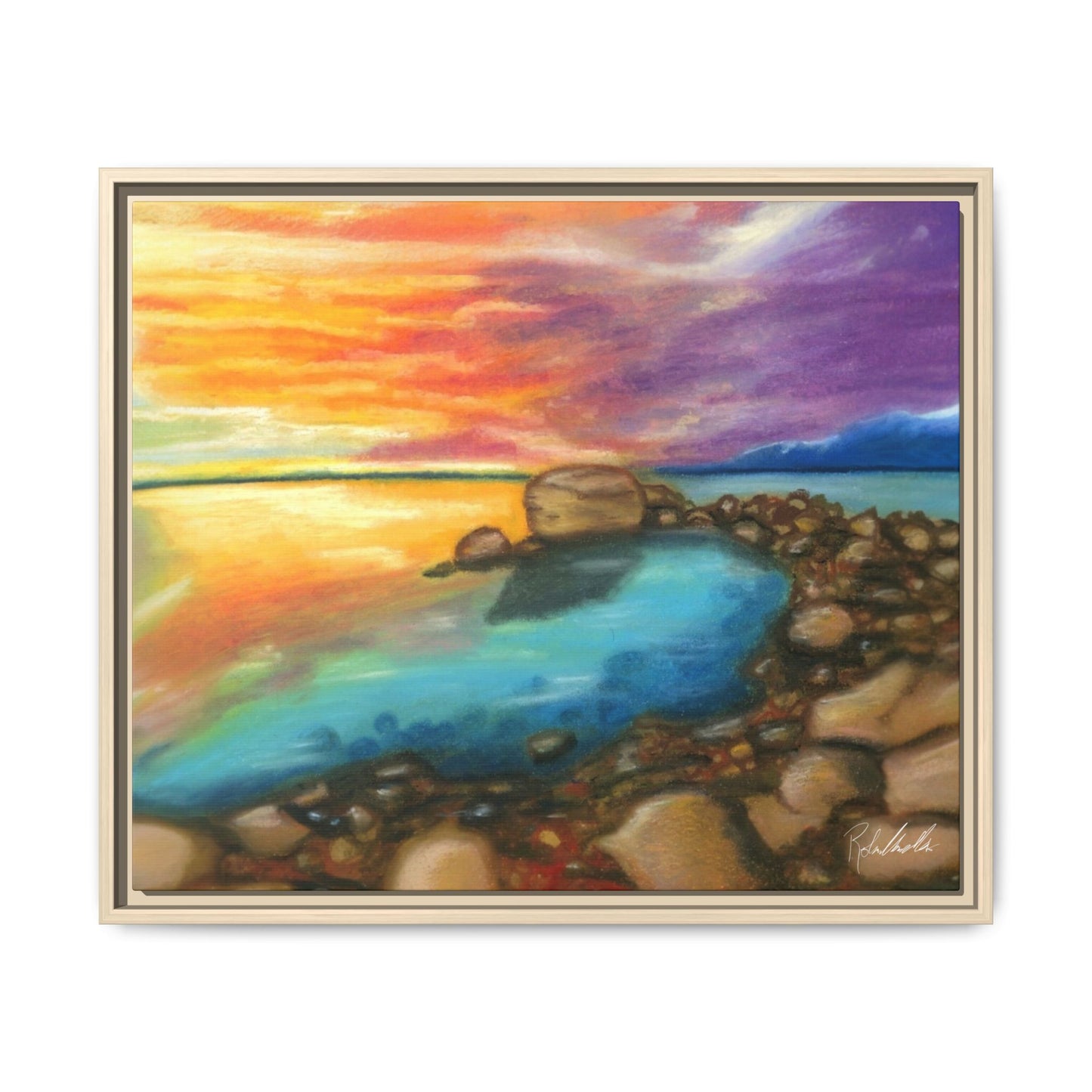 Sunset Ocean Beach Framed Wall Art