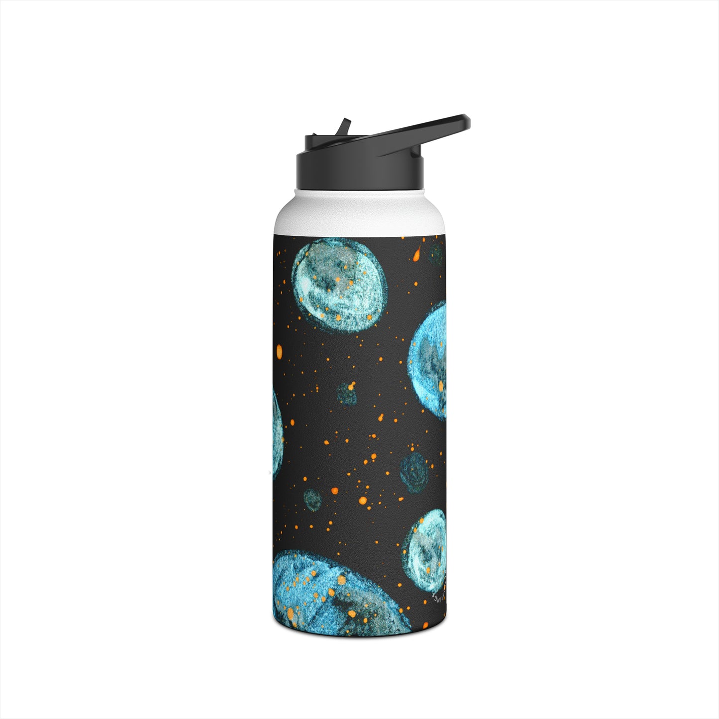 Little Blue Planets Galaxy Stainless Steel Water Bottle, Standard Lid