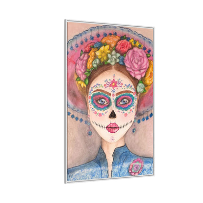 Day of the Dead Skull Woman Framed Wall Art
