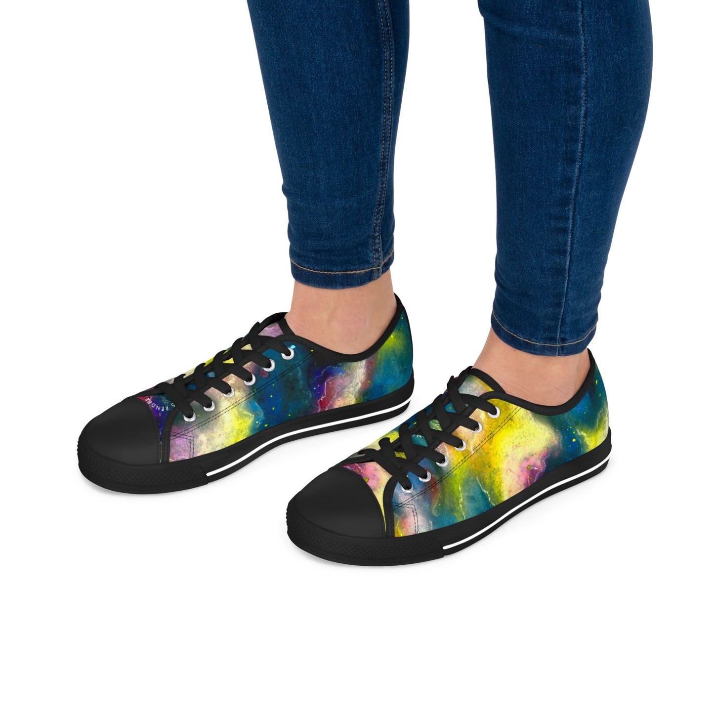 Galaxy Watercolor Low Top Sneakers — Women’s Colorful Space Print Shoes
