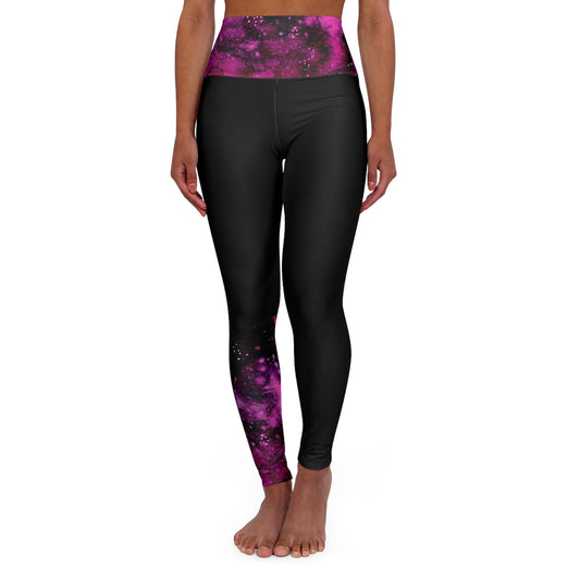 Rose Colored Galaxy High Waisted Yoga Leggings (AOP)