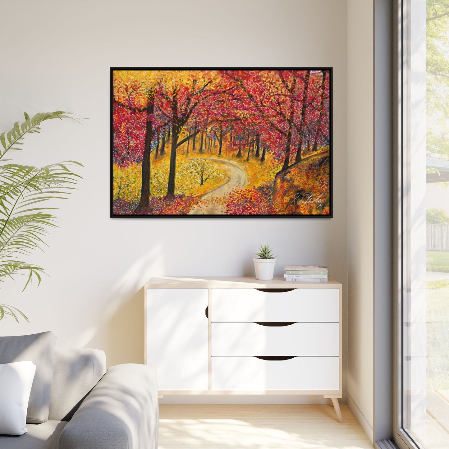Vibrant Fall Forest Framed Wall Art