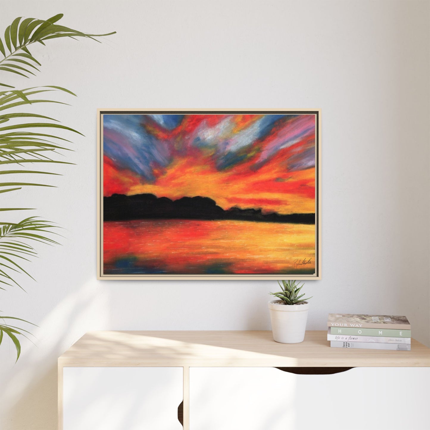 Sunset Over The Lake Framed Wall Art
