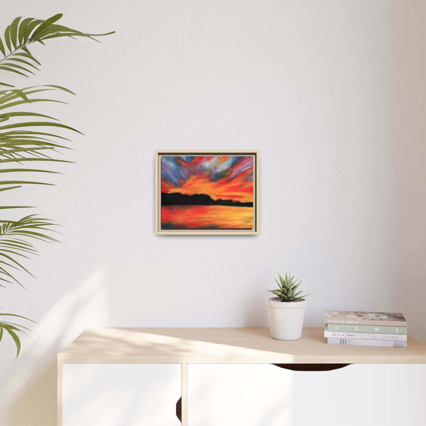 Sunset Over The Lake Framed Wall Art