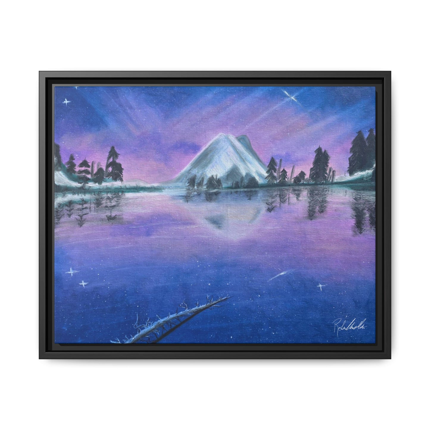 Purple Sky Over Lone Mountain Framed Wall Art