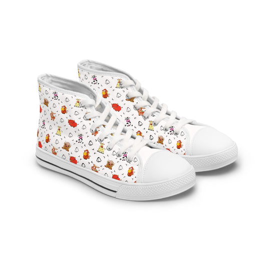 Women's High Top Sneakers — Cute Autumn Animal Cow Pattern Casual Shoes