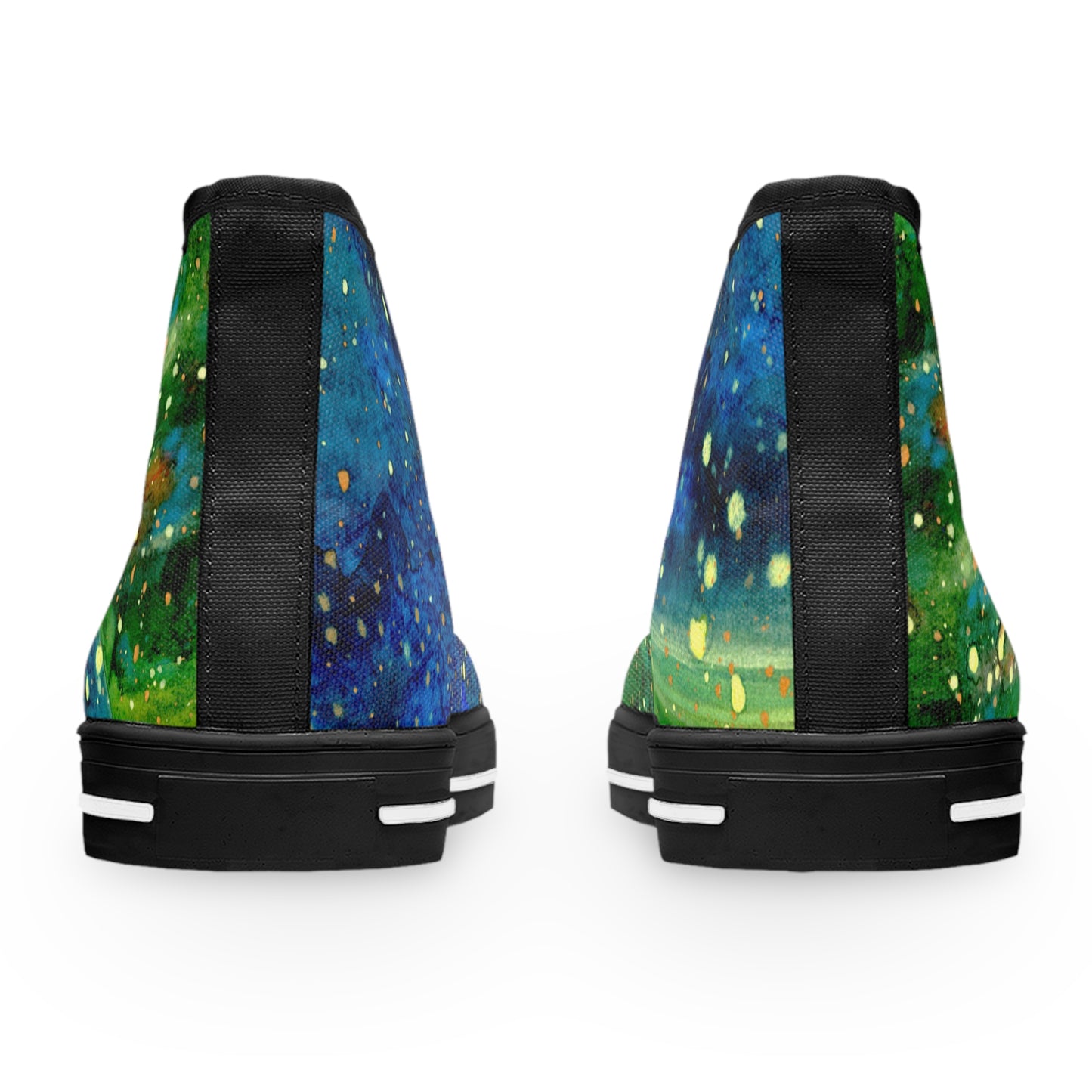 Galaxy Swirl High Top Sneakers — Women's Cosmic Blue & Green Art Shoes