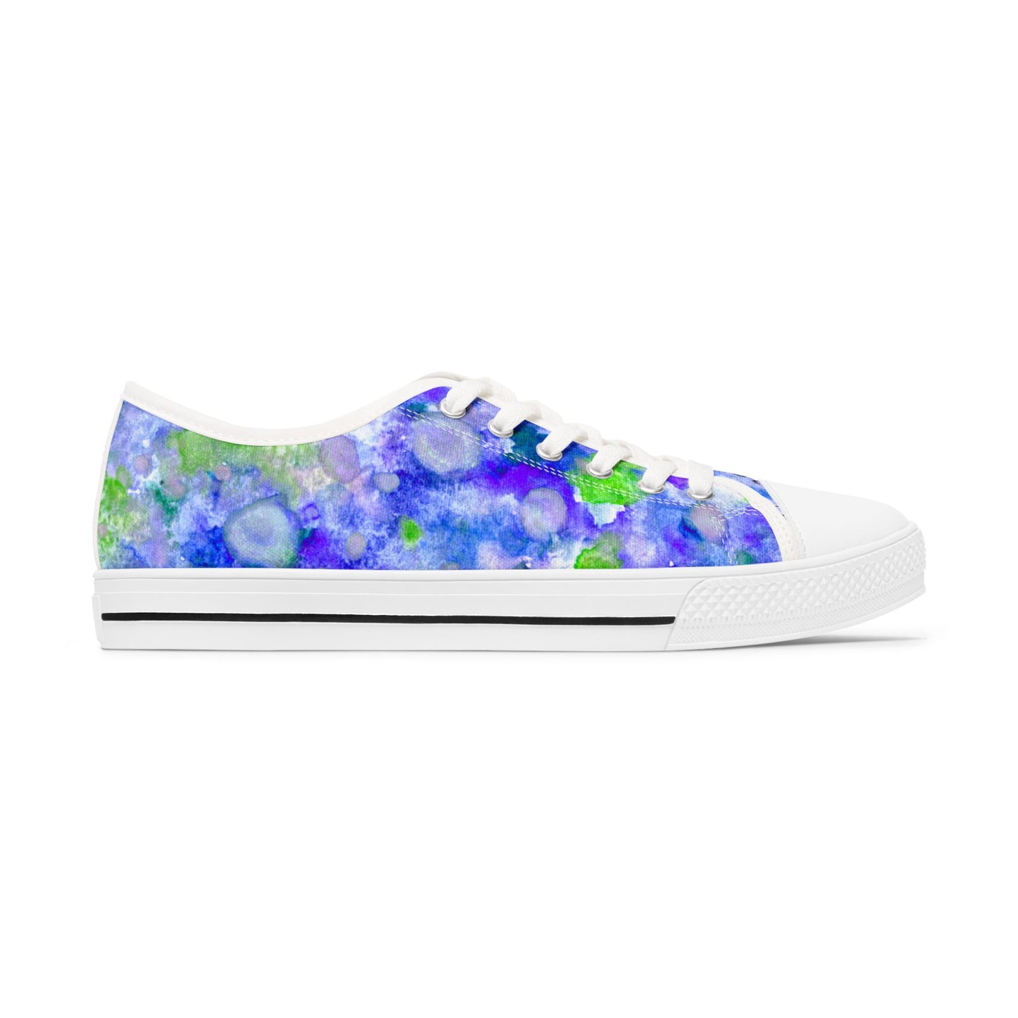 Floral Blur Women's Low Top Sneakers – Blue & Green Watercolor Print