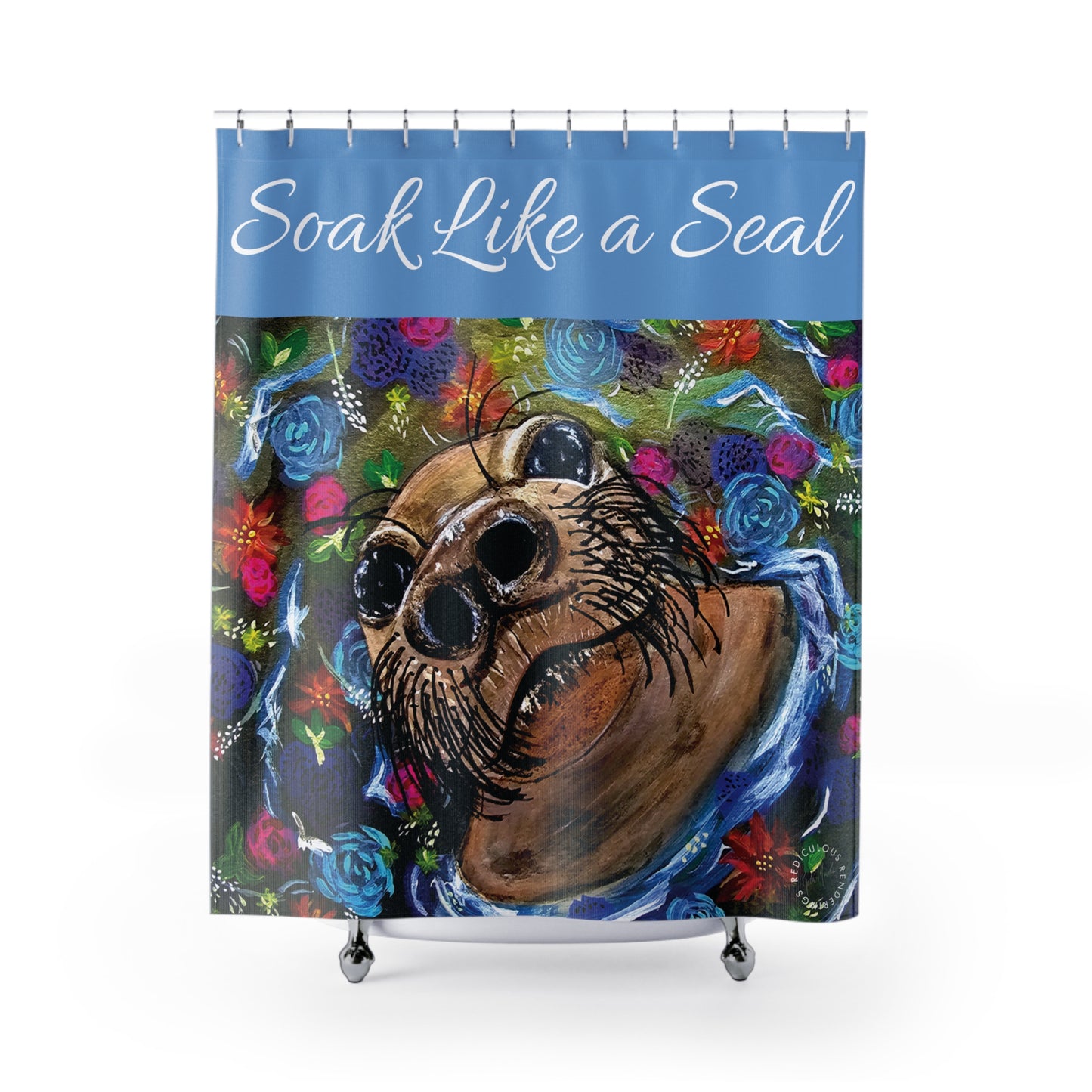 Seal Shower Curtain for Home Bathroom with Durable One-Sided Print and Waterproof Polyester Material