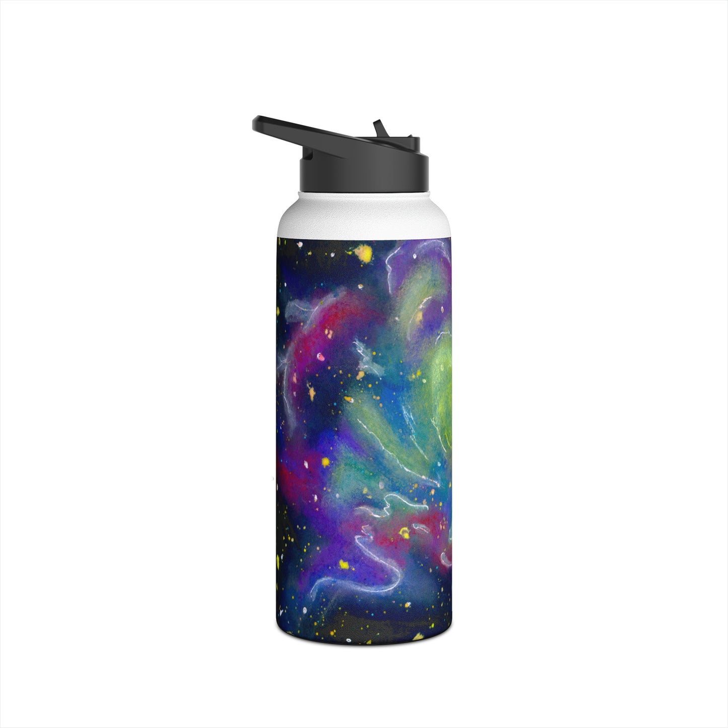 Rainbow Vortex Galaxy Stainless Steel Water Bottle, Standard Lid