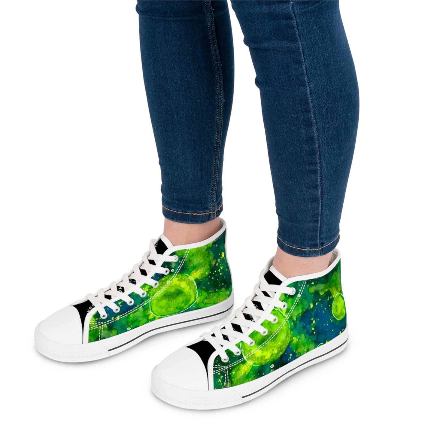 Green Galaxy Unisex Classic High Top Sneakers Closed Toe Casual Walking Fashion Shoes