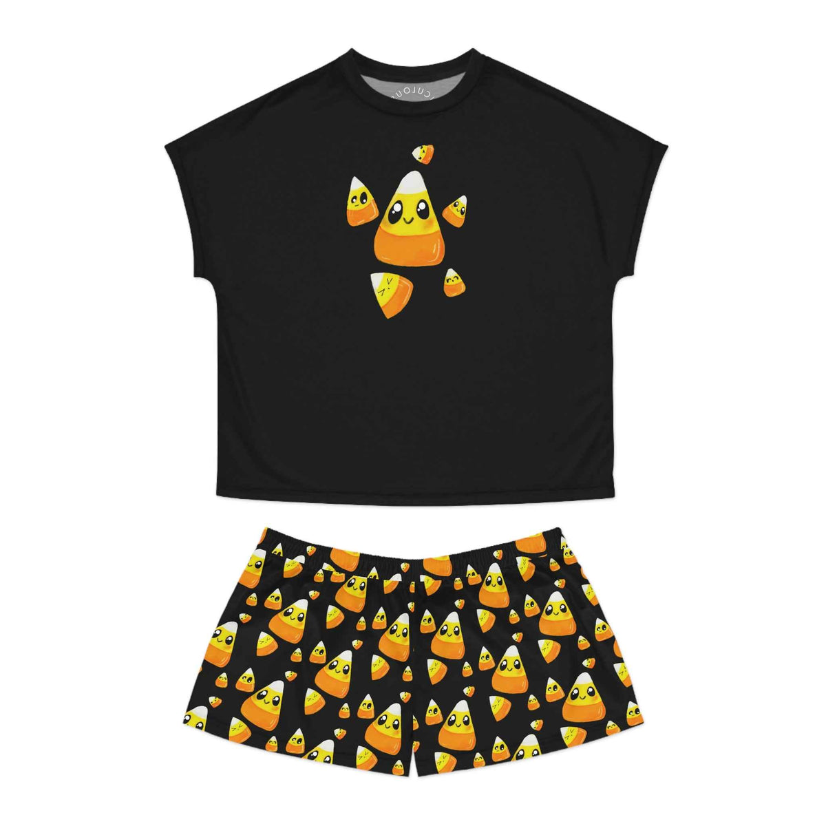 Candy Corn Pattern Women’s Pajama Set — Cute Halloween Short Sleepwear