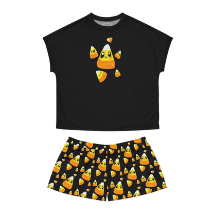 Candy Corn Pattern Women’s Pajama Set — Cute Halloween Short Sleepwear