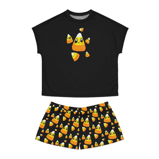 Candy Corn Pattern Women’s Pajama Set — Cute Halloween Short Sleepwear