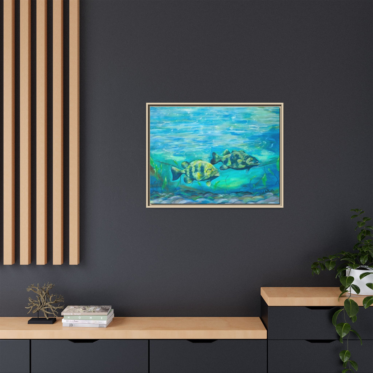 Framed Matte Canvas - Underwater Fish Scene