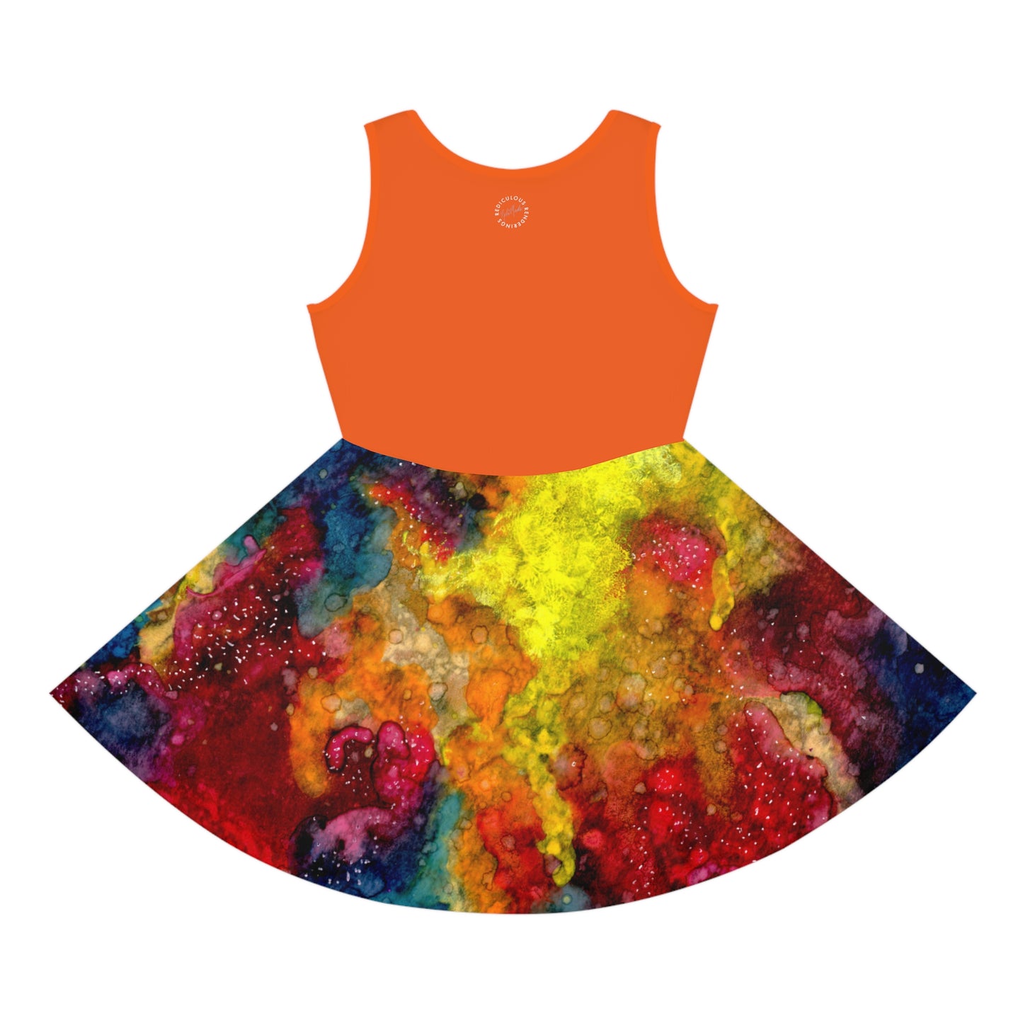 Orange Top Sunset Clouds Galaxy Girls' Sleeveless Sundress (AOP)