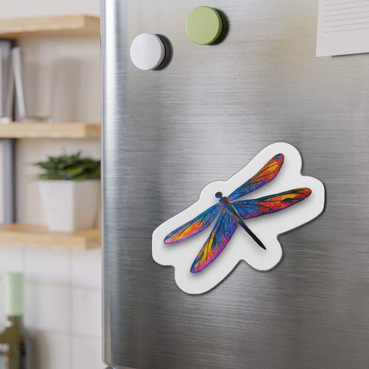 Dragonfly Cut Magnets  Custom Shape, 5 Sizes, Vinyl Material for Outdoor Use, Flexible and Durable, Black Backing - Home Decor Refrigerator Magnets