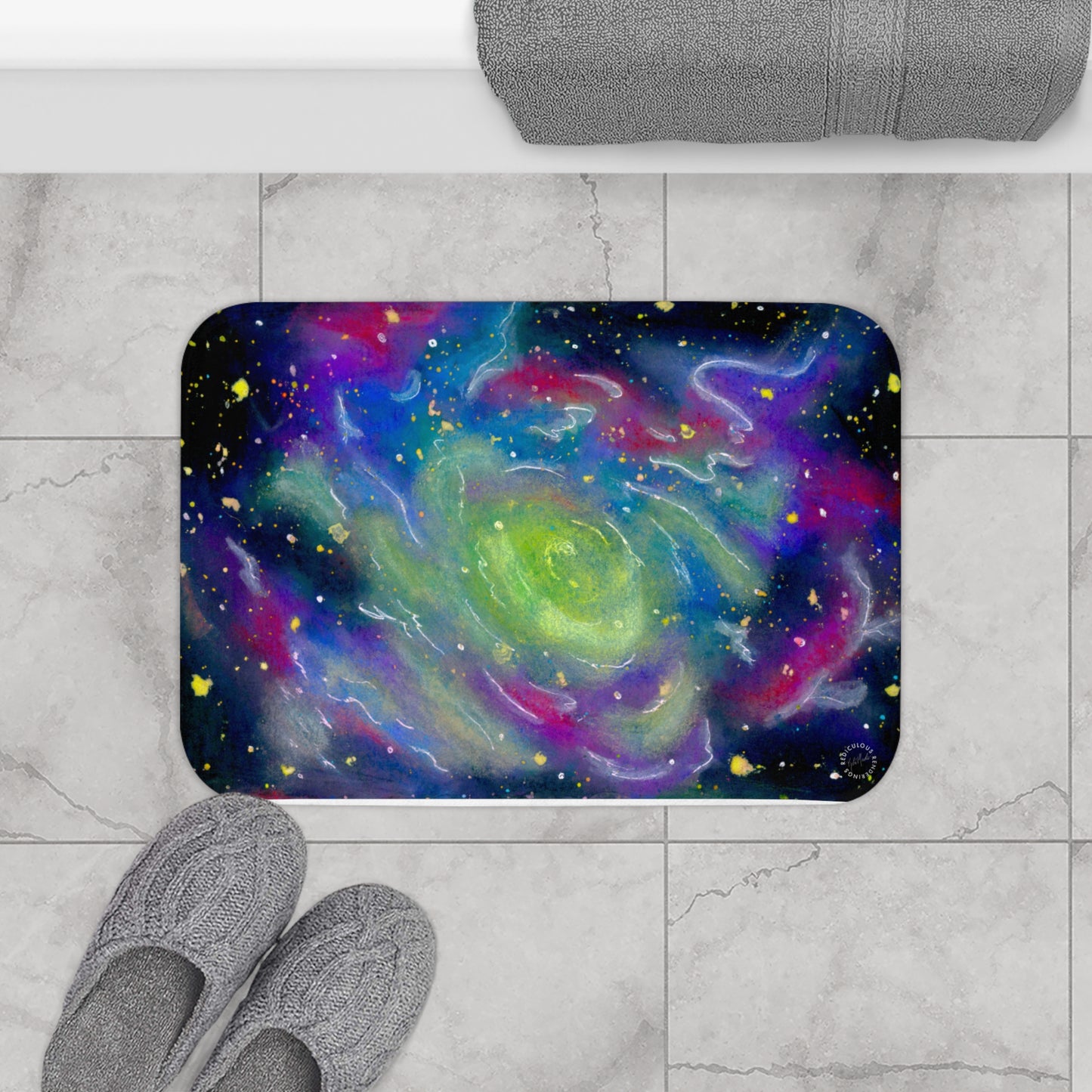 Rainbow Vortex Galaxy Bath Mat  Anti-Slip, 100% Microfiber Rug- Home & Bathroom Supplies