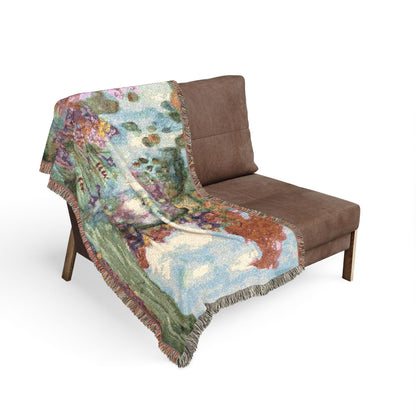 Scenic Floral Woven Throw Blanket — Vintage Garden Tapestry