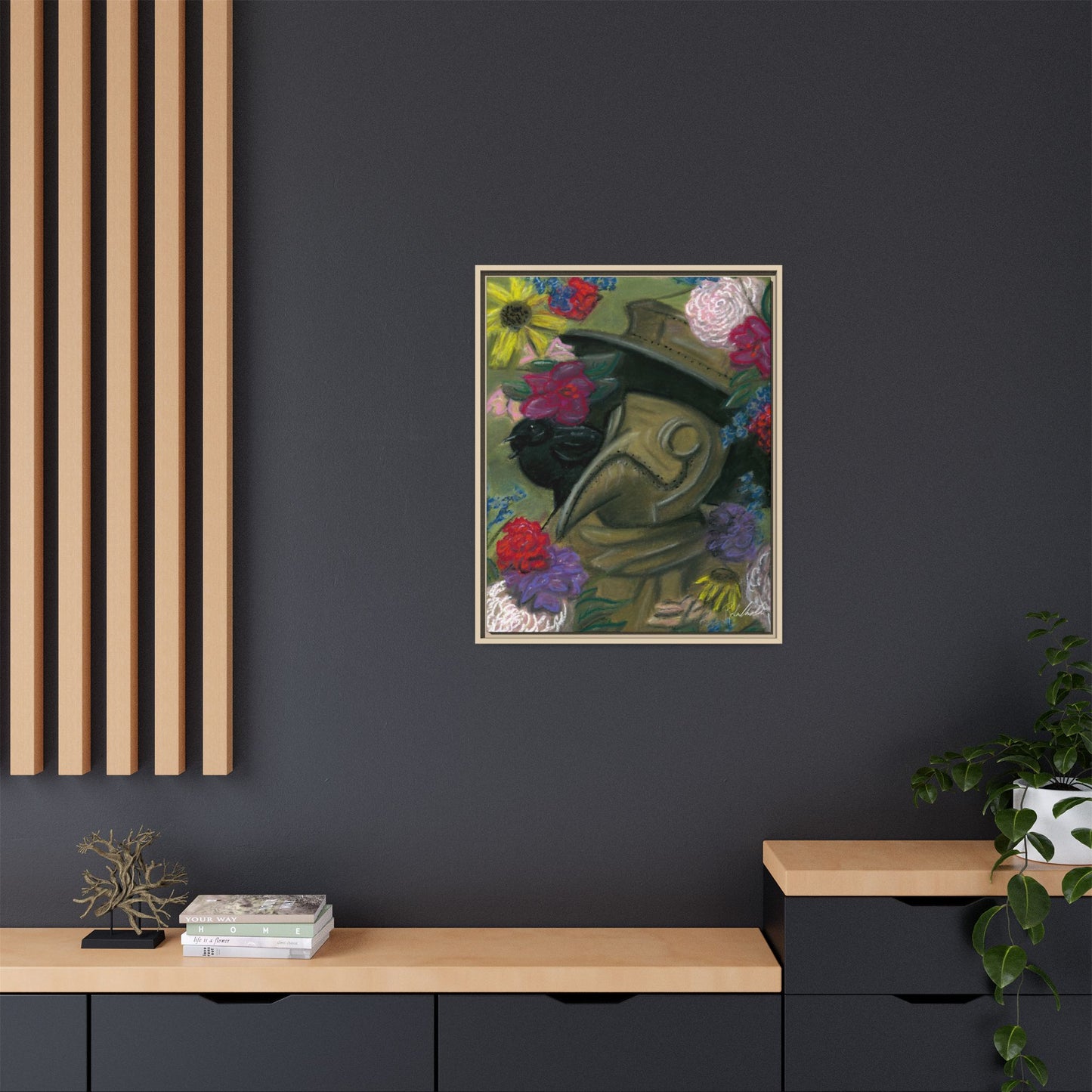 Plague Doctor and Raven Framed Wall Art