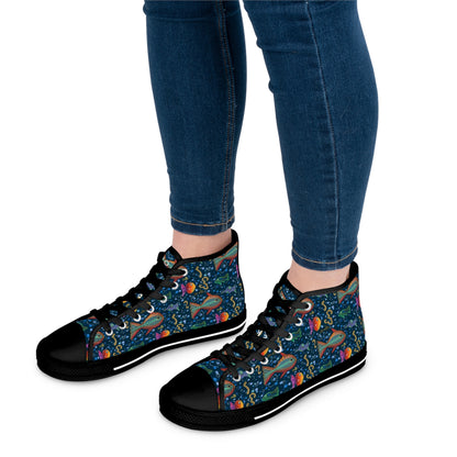 High Top Sneakers — Colorful Underwater Fish Pattern for Women