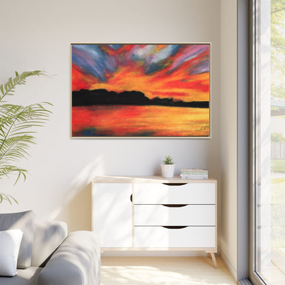 Sunset Over The Lake Framed Wall Art
